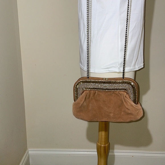 Anthropologie Handbags - Anthropology, light brown leather, small shoulder bag/Crossbody or clutch